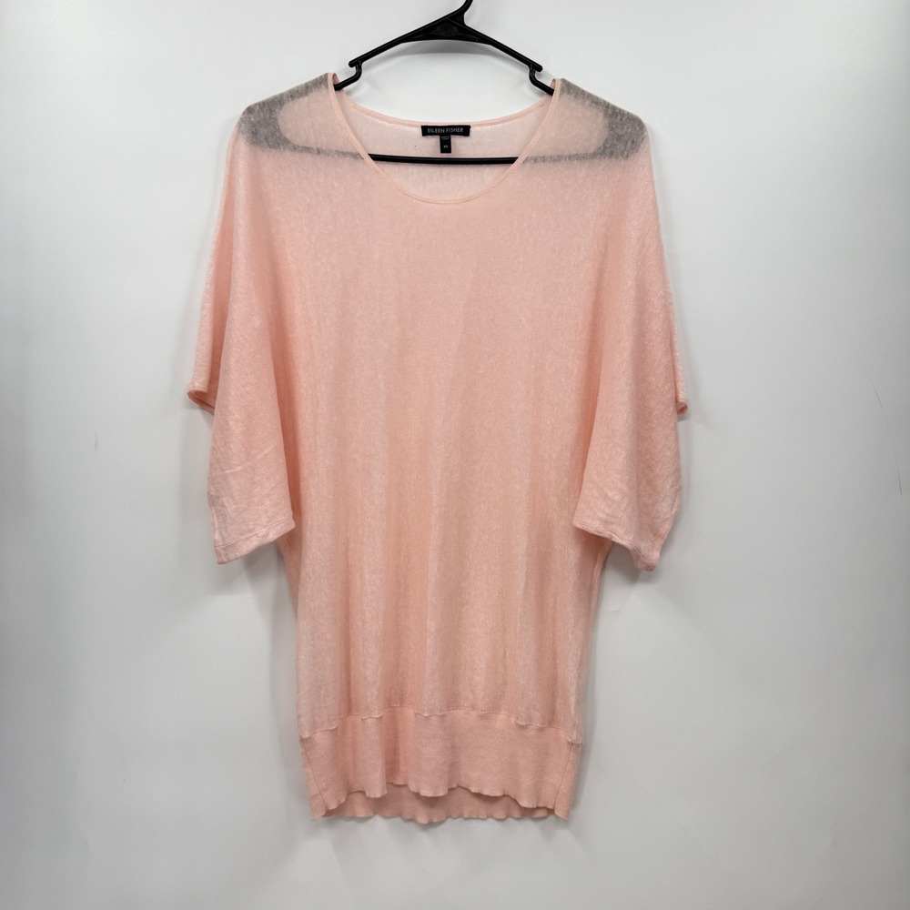 Eileen‎ Fisher XS Pink Linen Knit Top Dolman Sleeve Lightweight Sweater